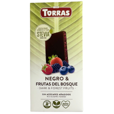 Шоколад темний без цукру з лісовими ягодами Dark&Forest Fruits Stevia Torras 125g