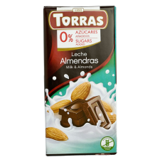 Шоколад молочний без цукру з мигдалем Milk & Almonds Torras 75 g