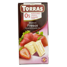 Шоколад білий без цукру з полуницею White & Strawberries Torras 75 g