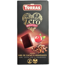 Шоколад темний без цукру з какао-бобами і журавлиною Dark Сacao Nibs&Cranberries Torras 125 g