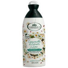 Шампунь для слабкого та тонкого волосся помякшувальний з екстрактом ромашки і насінням льону Addolcente 2in1 L'angelica 250ml