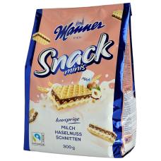 Вафлі з молочною та горіховою начинкою Manner Snack minis 300g