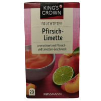 Фруктовий чай з персиком та лаймом в пакетиках Rossmann King`s Crown Pfirsich-Limette 45g