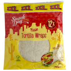 Лаваш Тортілла пшенична Plain Tortilla Wraps Snack Day 12 шт 740g