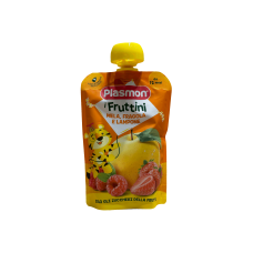 Дитяче фруктове пюре з яблука полуниці та малини  Plasmon Mela, Fragola, e Lampone від 6 місяців