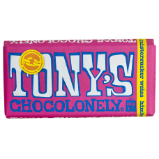 Білий шоколад з швидкозамороженою малиною та хрустким цукром Tony's Chocolonely 180g