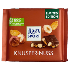 Шоколад Ritter Sport Knusper-Nuss молочний з лісовим горіхом і кукурудзяними хлоп'ями 100g