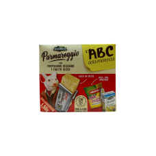 Дитячий перекус (снек пармезан, мікс горіхів та сухофруктів, фруктове п'юре) ABC della merenda Parmareggio Gran Terre