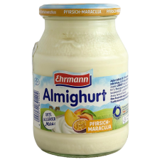 Йогурт в склі зі смаком персик-маракуя Almighurt Pfirsich-Maracuja Ehrmann 500g