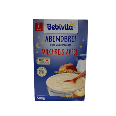 Молочна рисова каша з яблуком без цукру Abendbrei Milchreis Apfel Bebivita 500g