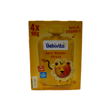 Дитяче фруктове пюре яблуко-банан-персик від 1 року Apfel-Banane-Pfirsich Bebivita 4*90g
