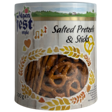 Солені кренделі з соломкою в тубусі Salted Pretzels&Sticks Alpen Fest Style 300g