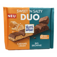 Шоколад Ritter Sport Sweet'n Salty Duo молочний з соленою карамелю і печивом та кремом брауні 218g