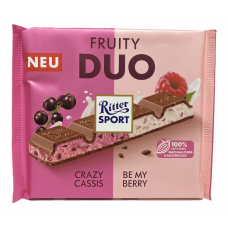 Шоколад Ritter Sport Fruity Duo молочний з кремом з чорної смородини і з гранулами малини 218g