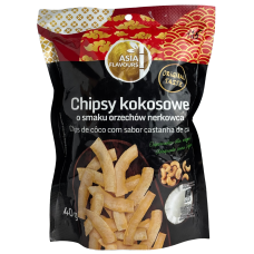 Чіпси кокосові зі смаком кеш'ю Chipsy kokosowe o smaku orechow nerkowca Asia Flavours 40g