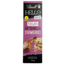 Шоколад молочний з вівсяним печивом і полуницею Hello Lindt 100g Vegan oat crumbles&strawberry