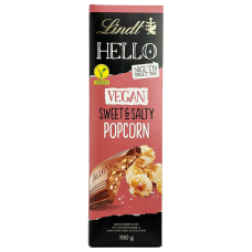 Шоколад молочний з соленим і солодким попкорном Hello Lindt 100g vegan sweet&salty popcorn