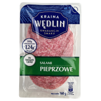 Салямі сирокопчена з перцем слайсами Salami Pieprzowe Kraina Wedlin 160g