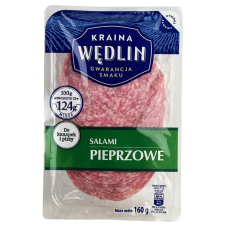 Салямі сирокопчена з перцем слайсами Salami Pieprzowe Kraina Wedlin 160g