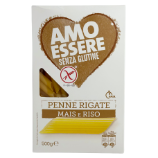 Макарони з кукурудзяного і рисового борошна без глютену Penne Rigate Mais e Riso Amo Essere 500g