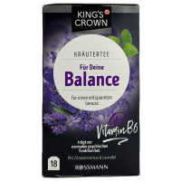 Трав'яний чай з мелісою та лавандою в пакетиках Fur Deine Balance Rossmann King`s Crown  36g