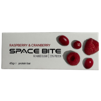 Батончик протеїновий без цукру Малина-журавлина глазурованрий білимшоколадом з сублімованою малиною Space Bite