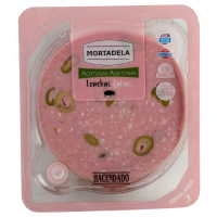Варена ковбаса мортадела з оливками слайсами Mortadela Hacendado 250g