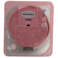 Варена ковбаса мортадела слайсами Mortadela Hacendado 250g