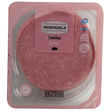 Варена ковбаса мортадела слайсами Mortadela Hacendado 250g