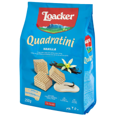 Вафлі зі смаком ванілі Quadratini Vanilla Loacker 250g