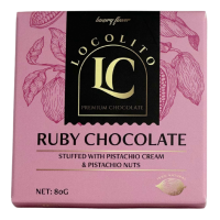 Рубі шоколад з фісташковим кремом і подрібненими фісташками Ruby Chocolate Locolito 80g