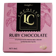 Рубі шоколад з фісташковим кремом і подрібненими фісташками Ruby Chocolate Locolito 80g