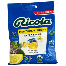 Льодяники Ricola менто лимон Menthol-Zitrone extra stark 75g