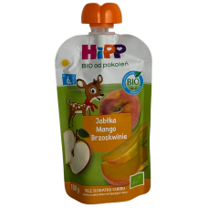 Дитяче фруктове смузі без цукру яблуко-манго-персик Smoothie 100% owocowy Hipp 100g