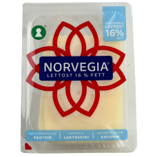 Норвезький напівтвердий сир 16% слайсами  без лактози Norvegia Lettost 16% Fett Tine 150g