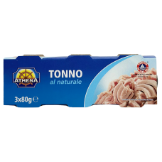 Тунець в власному соці Tonno al Naturale Athena 3*80g