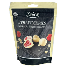 Полуниця сушена в білому шоколаді Strawberries Deluxe 100g