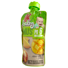 Дитяче фруктове пюре без цукру зі смаком яблука, банану та манго Kubus 120g