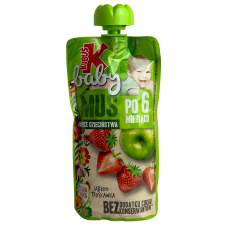 Дитяче фруктове пюре без цукру зі смаком яблука та полуниці Kubus 120g