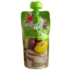 Дитяче фруктове пюре без цукру зі смаком яблука, персику, моркви і банану Kubus 120g