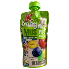 Дитяче фруктове пюре без цукру зі смаком яблука та сливи Kubus 120g