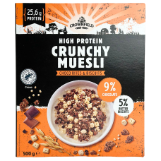 Кранчі мюслі з шоколадними кусочками та печивом Crownfield High Protein Crunchy Muesli 500g