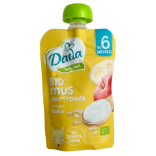 Дитяче фруктове пюре з йогурту, злаків, яблука і банану Dada baby food BIO mus від 6 місяців