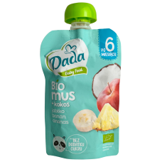 Дитяче фруктове пюре з яблука, банану, ананасу і кокосу Dada baby food BIO mus від 6 місяців