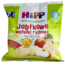 Рисові вафлі зі смаком яблука без додатку цукру Wafelki ryzowe Hipp BIO 30g