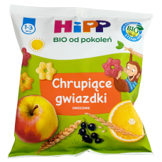 Злакові чіпси зі смаком яблука, смородини та апельсину без додатку цукру Chrupiace gwiazdki Hipp BIO 30g