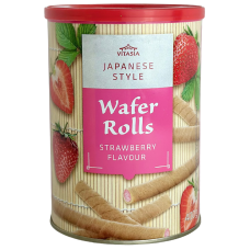 Вафельні трубочки з полуничною начинкою Wafer Rolls Strawberry Flavour Vitasia 400g