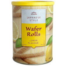 Вафельні трубочки з лимонною начинкою Wafer Rolls Lemon Flavour Vitasia 400g