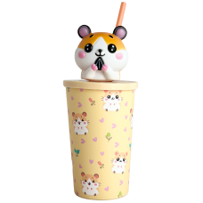 Чашка з трубочкою та 3D фігуркою хом'ячка Smukee 500ml