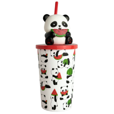 Чашка з трубочкою та 3D фігуркою панди Smukee 500ml